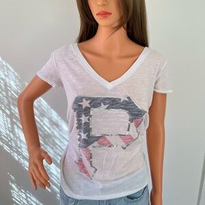 PINK Victoria's Secret White Graphic V-Neck Tee